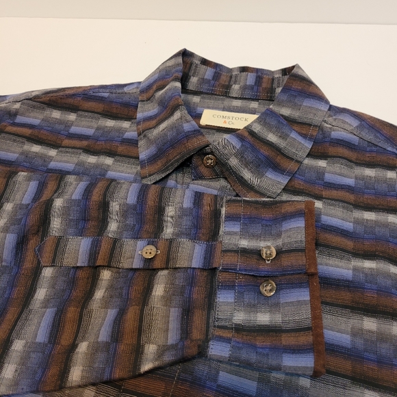 Comstock & Co.‎ Men's Black /Gray/Maroon Long sleeve shirt, XL - Picture 1 of 8